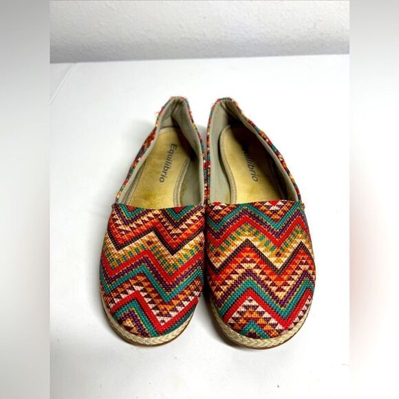 Équilibrio Woman’s Orange & Green Canvas Aztec Print Espadrilles Size 9 BOHO - Picture 1 of 9